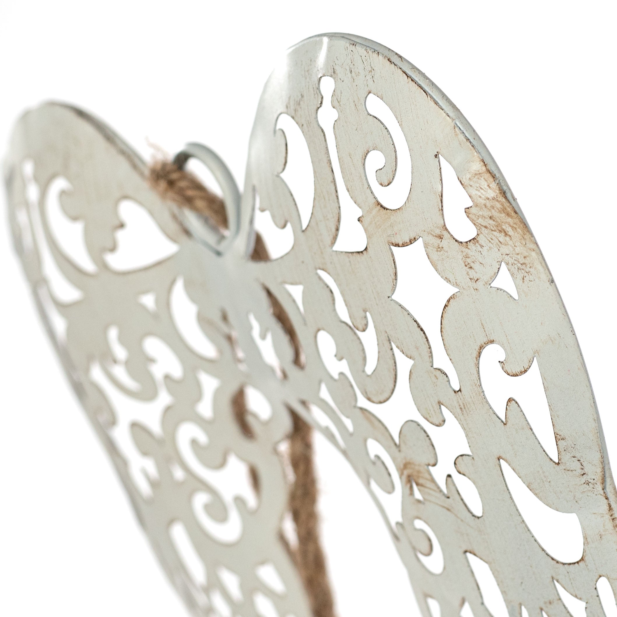 10" Metal Angel Wings Ornament: Ivory