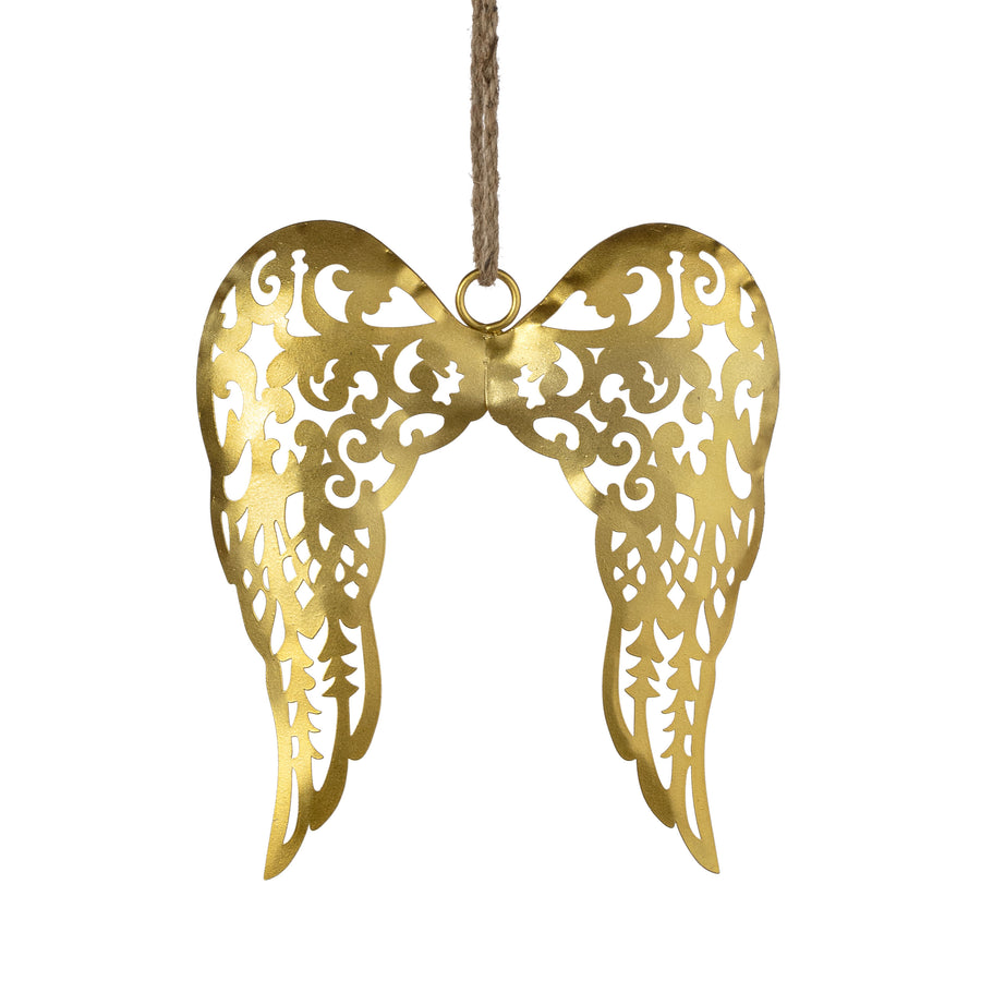 10" Metal Angel Wings Ornament: Gold