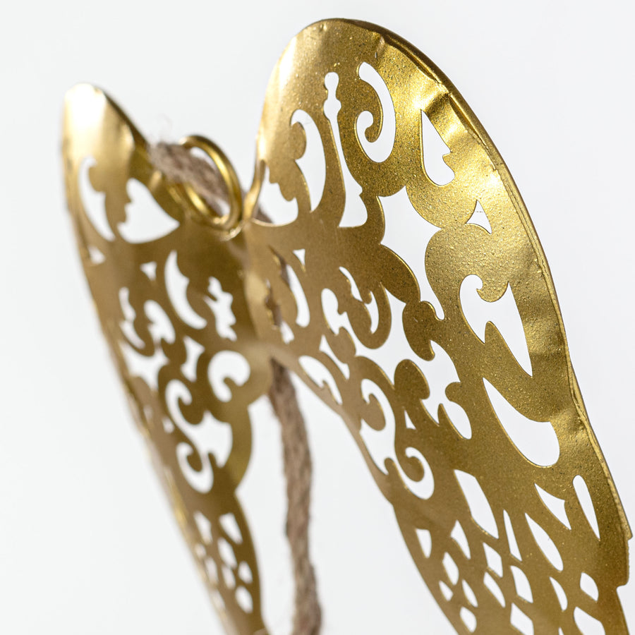 10" Metal Angel Wings Ornament: Gold