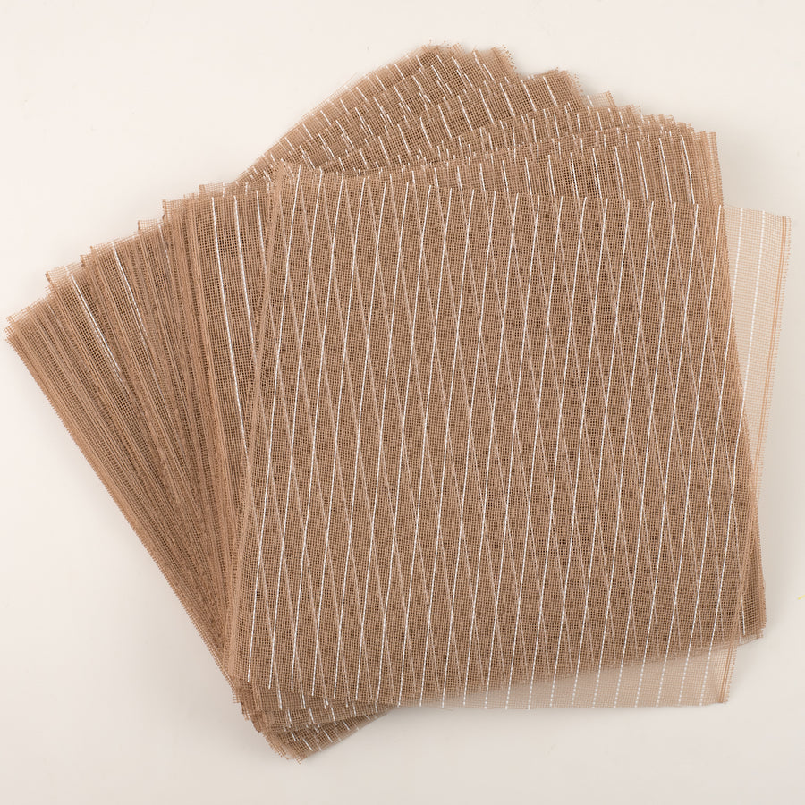 10.5" Square Pre-Cut Fine Weave Deco Mesh Sheets: Natural & White (40)
