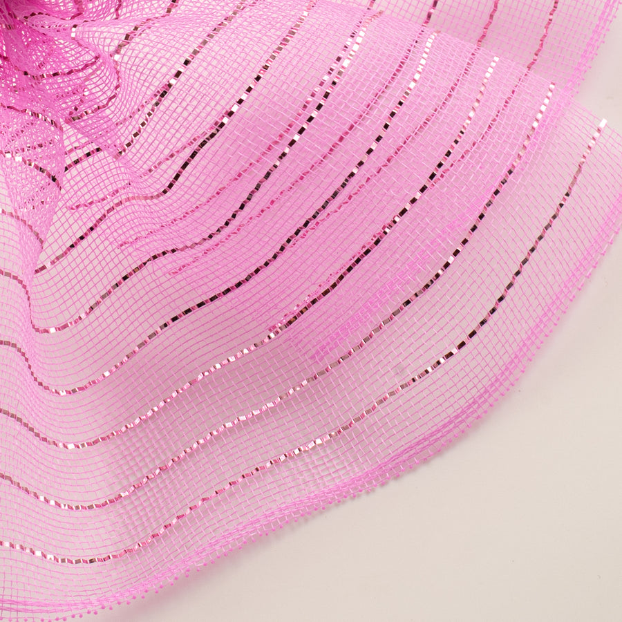 10.5" Square Pre-Cut Fine Weave Deco Mesh Sheets: Metallic Pink (40)