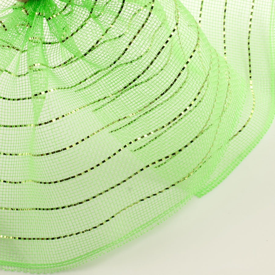 10.5" Square Pre-Cut Fine Weave Deco Mesh Sheets: Metallic Lime (40)