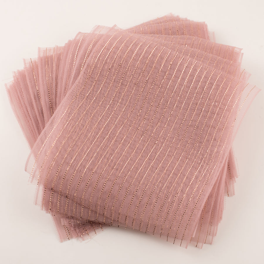 10.5" Square Pre-Cut Fine Weave Deco Mesh Sheets: Metallic Rose Gold (40)