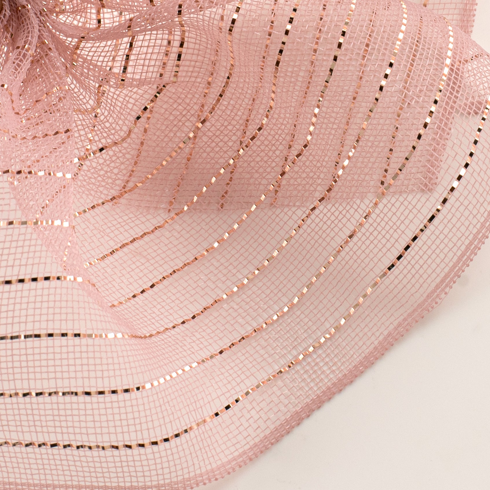 10.5" Square Pre-Cut Fine Weave Deco Mesh Sheets: Metallic Rose Gold (40)