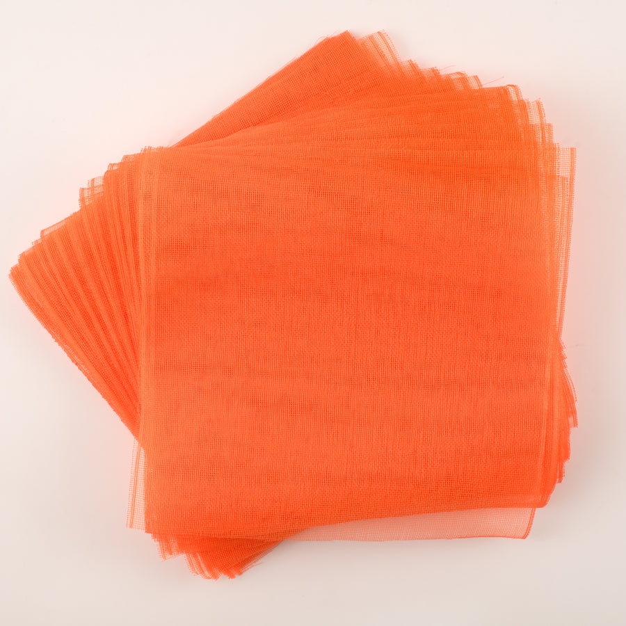 10.5" Square Pre-Cut Fine Weave Deco Mesh Sheets: Orange (40)