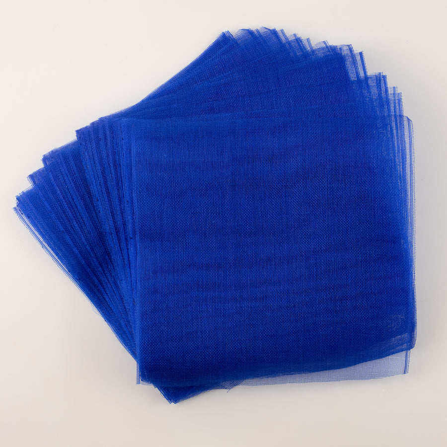 10.5" Square Pre-Cut Fine Weave Deco Mesh Sheets: Royal Blue (40)