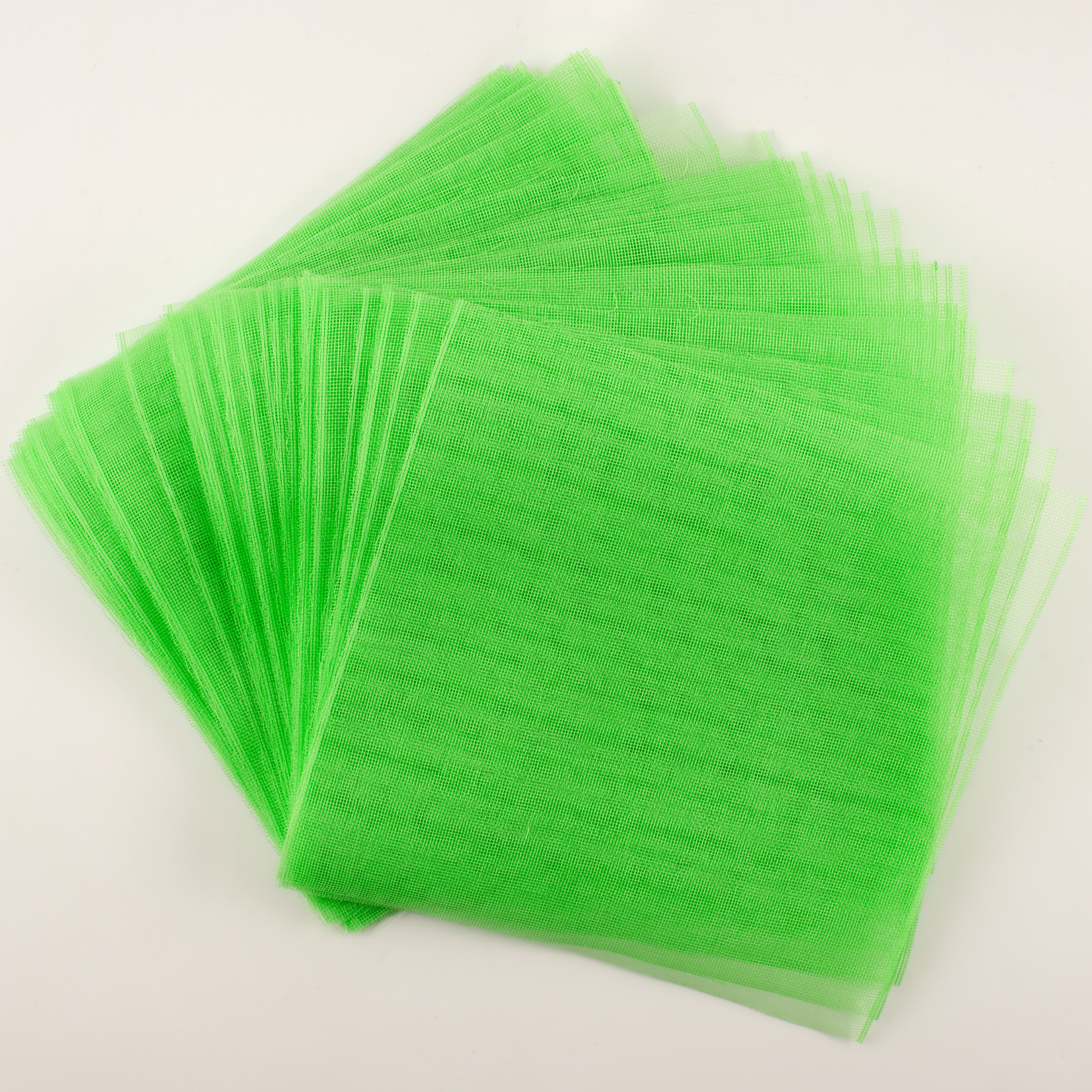 10.5" Square Pre-Cut Fine Weave Deco Mesh Sheets: Lime Green (40)