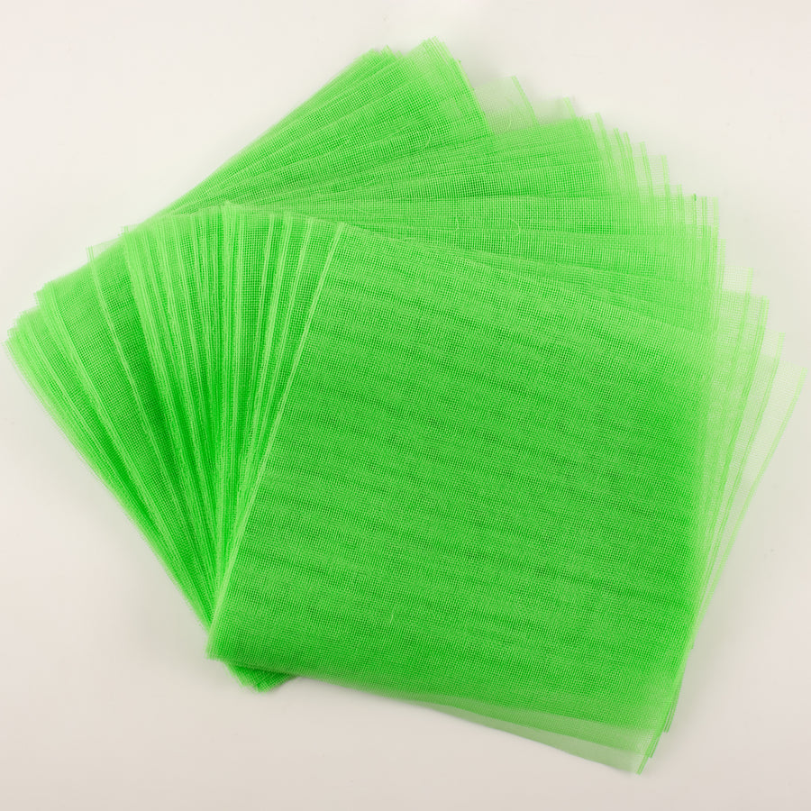10.5" Square Pre-Cut Fine Weave Deco Mesh Sheets: Lime Green (40)