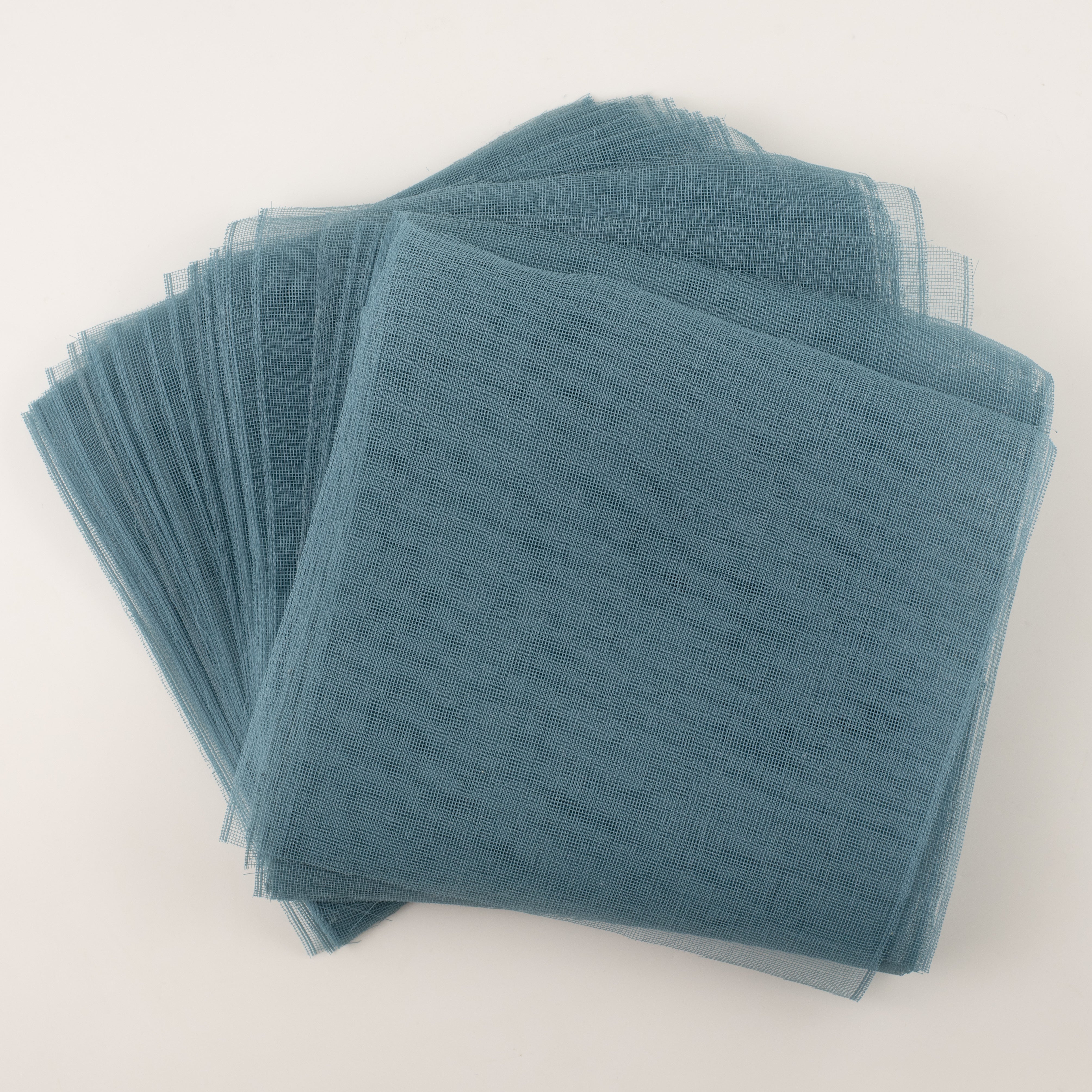 10.5" Square Pre-Cut Fine Weave Deco Mesh Sheets: Smoke Blue (40)