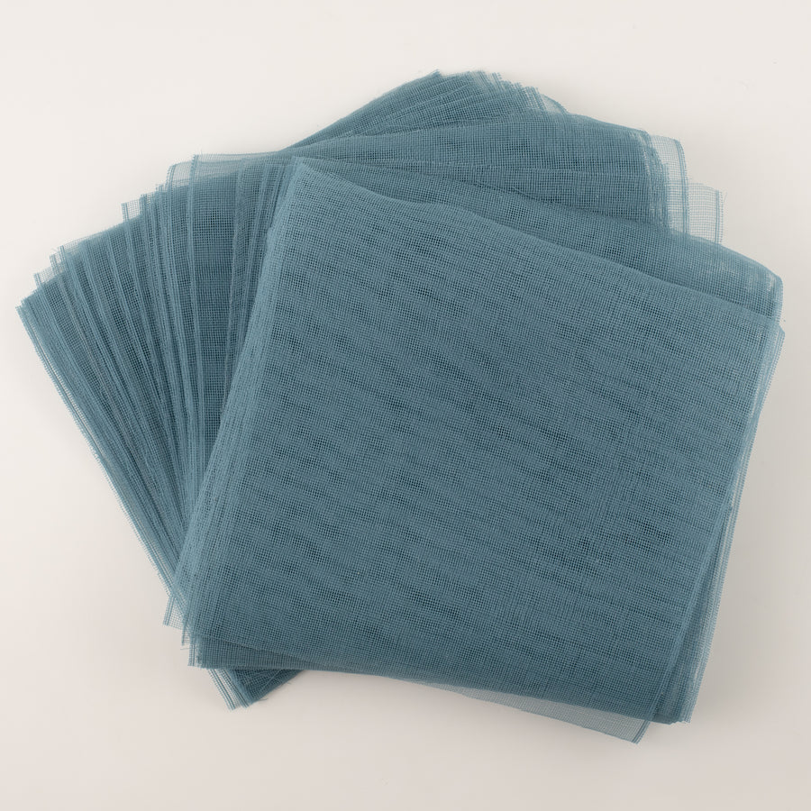 10.5" Square Pre-Cut Fine Weave Deco Mesh Sheets: Smoke Blue (40)