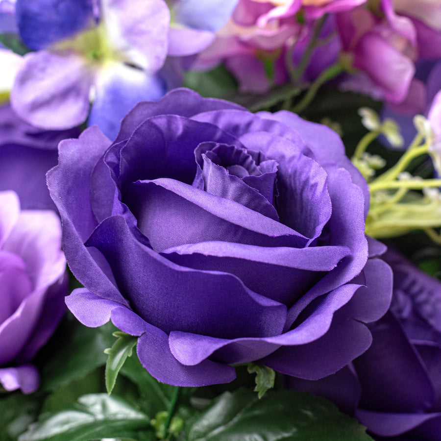 24" Rose, Hydrangea & Delphinium Bush: Purple & Lavender (24 Stem)