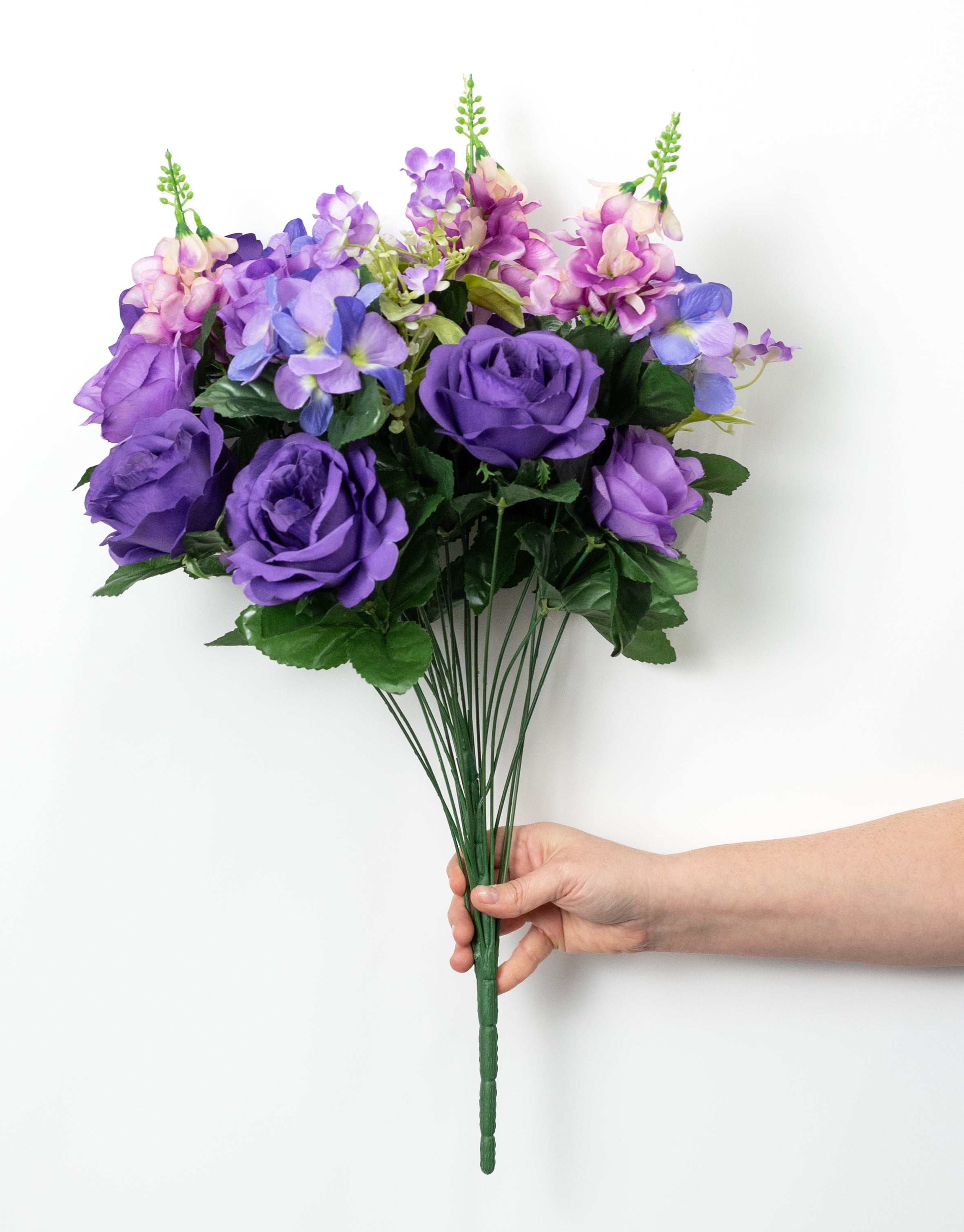 24" Rose, Hydrangea & Delphinium Bush: Purple & Lavender (24 Stem)