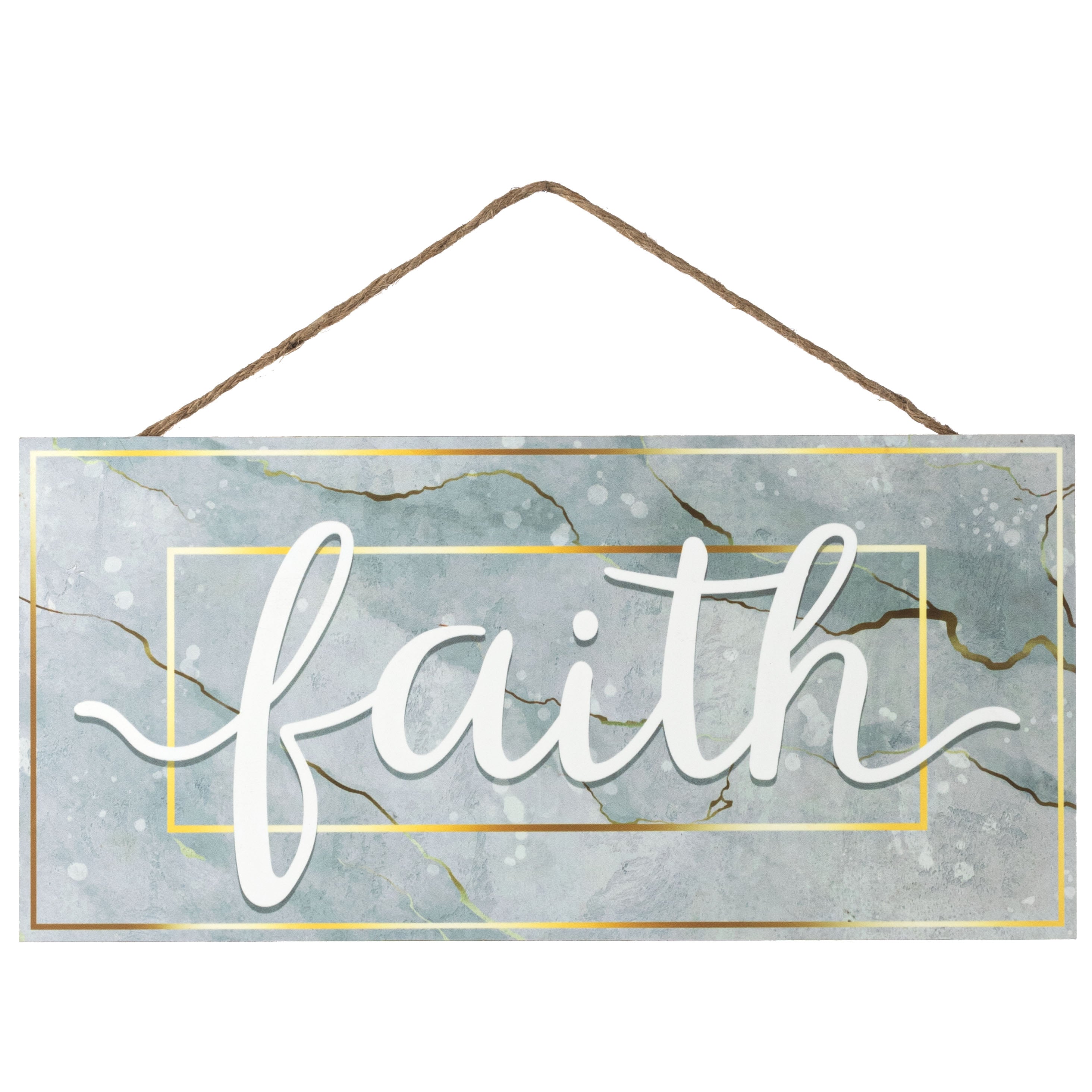 12" Wooden Sign: Grey Marble Faith