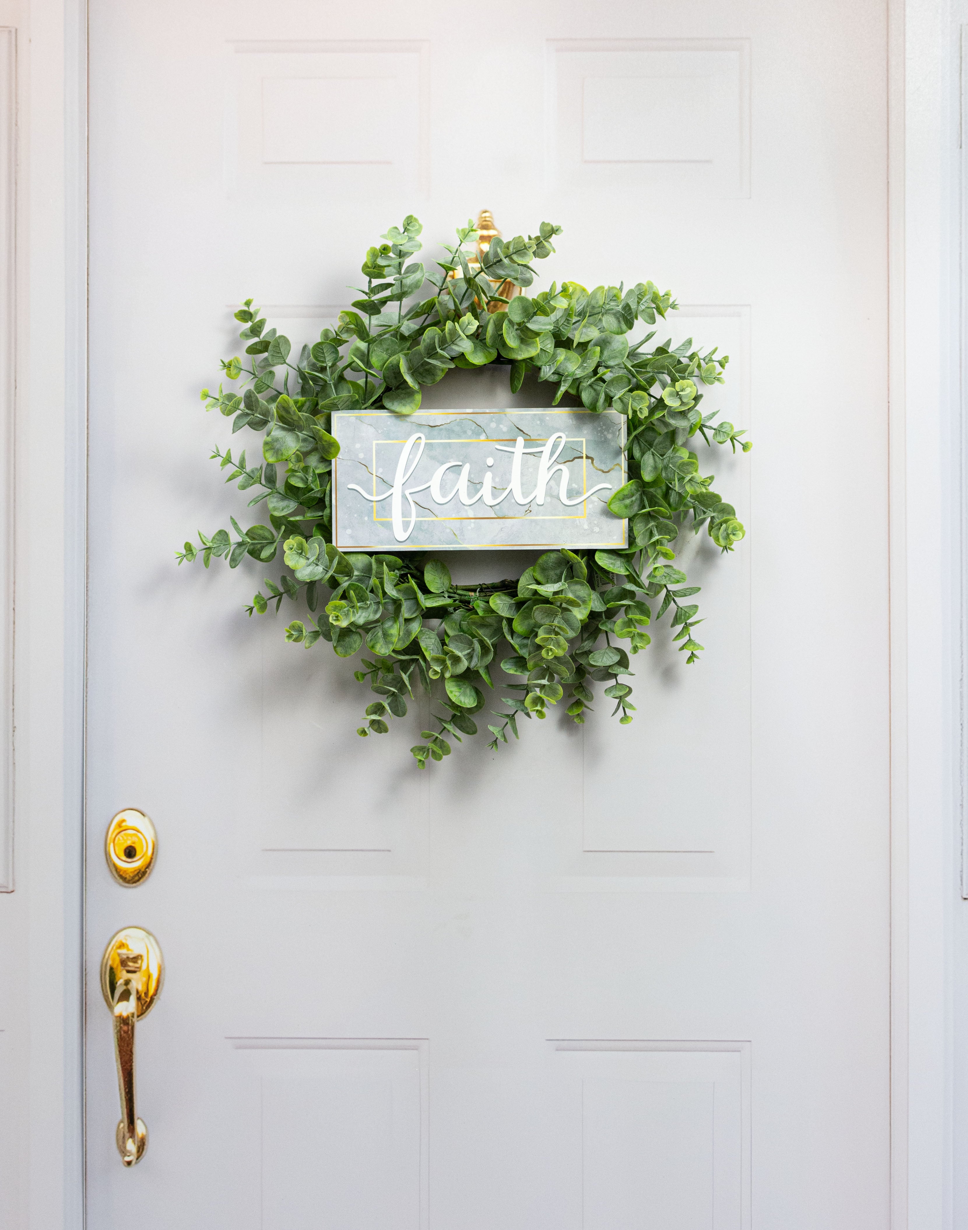 12" Wooden Sign: Grey Marble Faith