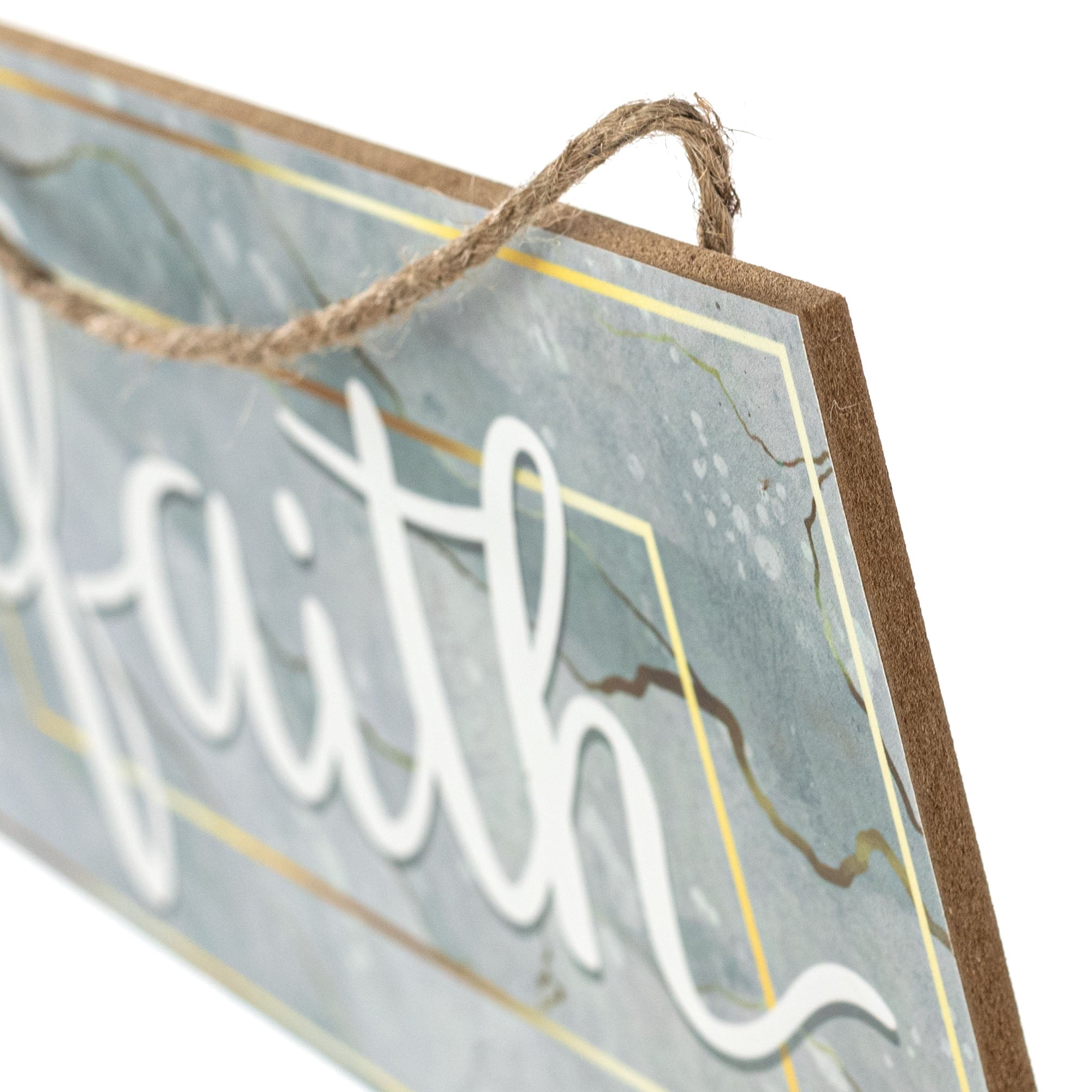 12" Wooden Sign: Grey Marble Faith