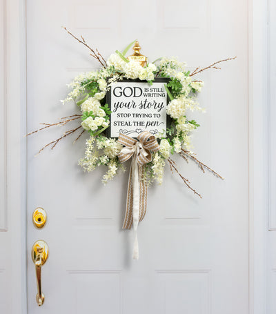 10" Square Wooden Sign: God Writing Your Story