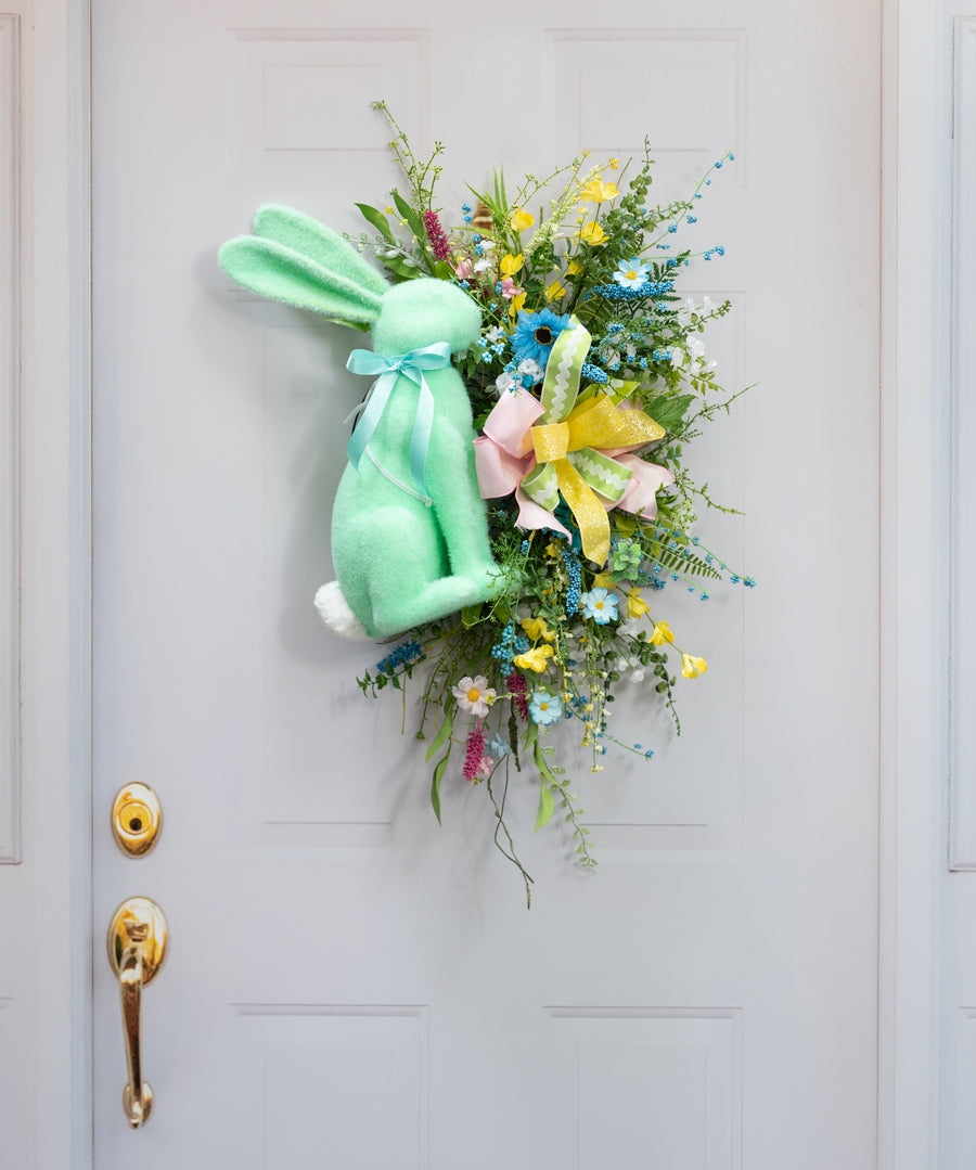 20" Flocked Easter Rabbit: Mint Green