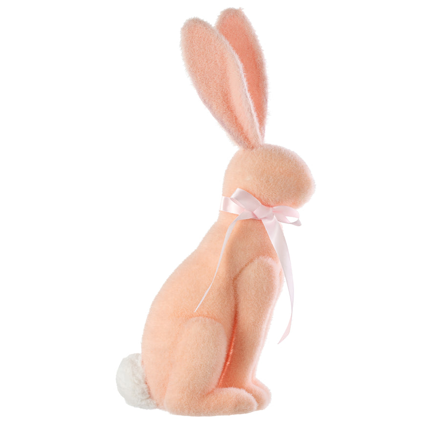 20" Flocked Easter Rabbit: Peach Pink