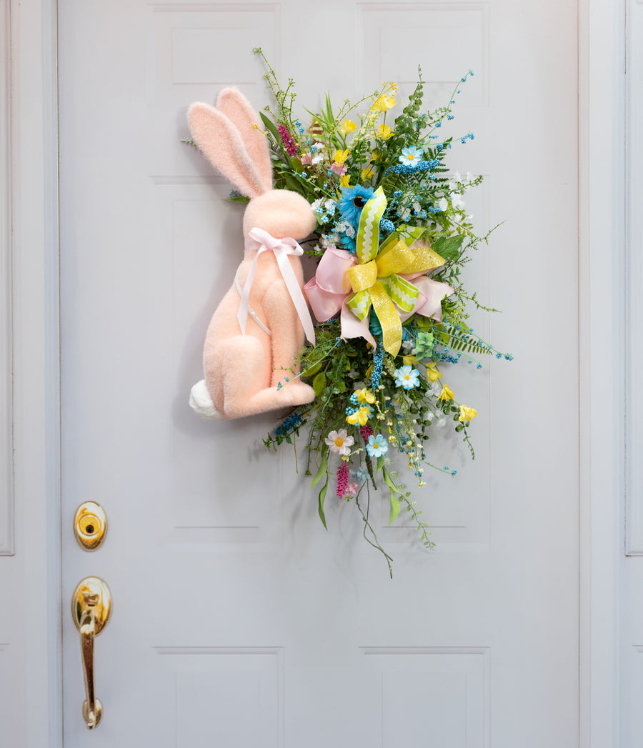 20" Flocked Easter Rabbit: Peach Pink