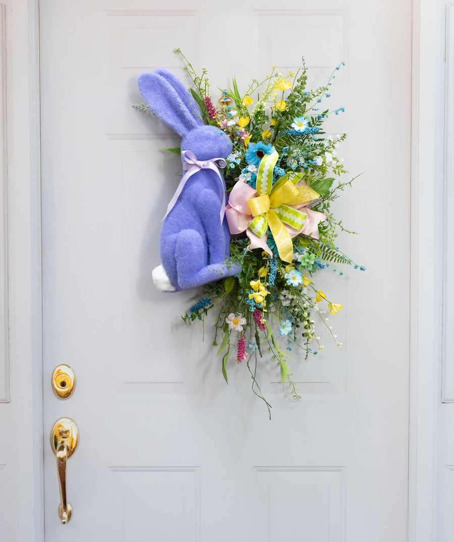 20" Flocked Easter Rabbit: Periwinkle Purple