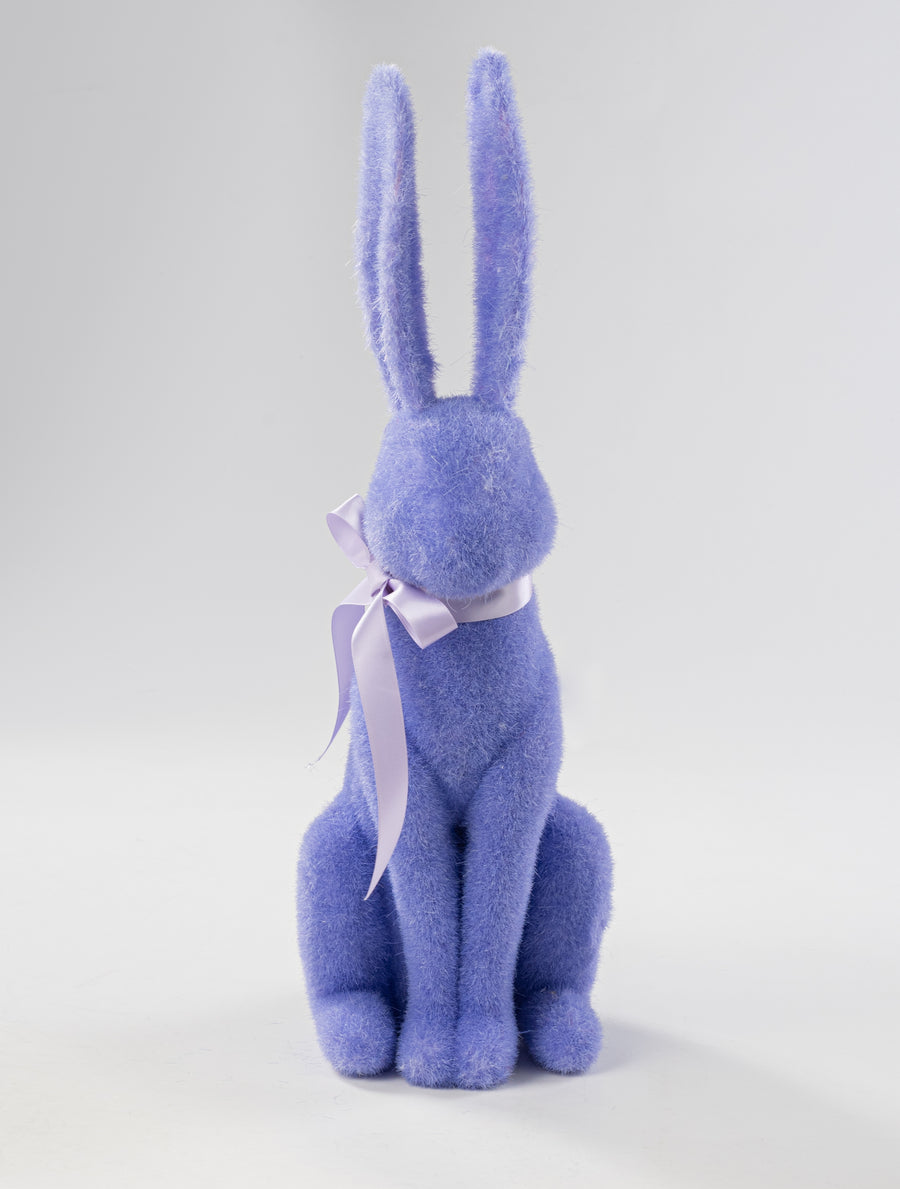 20" Flocked Easter Rabbit: Periwinkle Purple