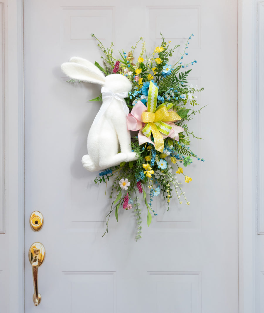 20" Flocked Easter Rabbit: White