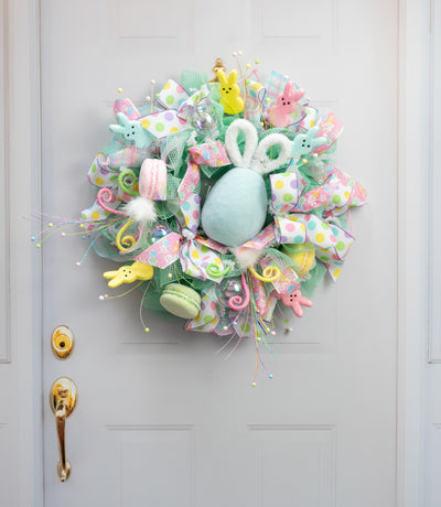 12" Flocked Easter Bunny Egg: Soft Blue