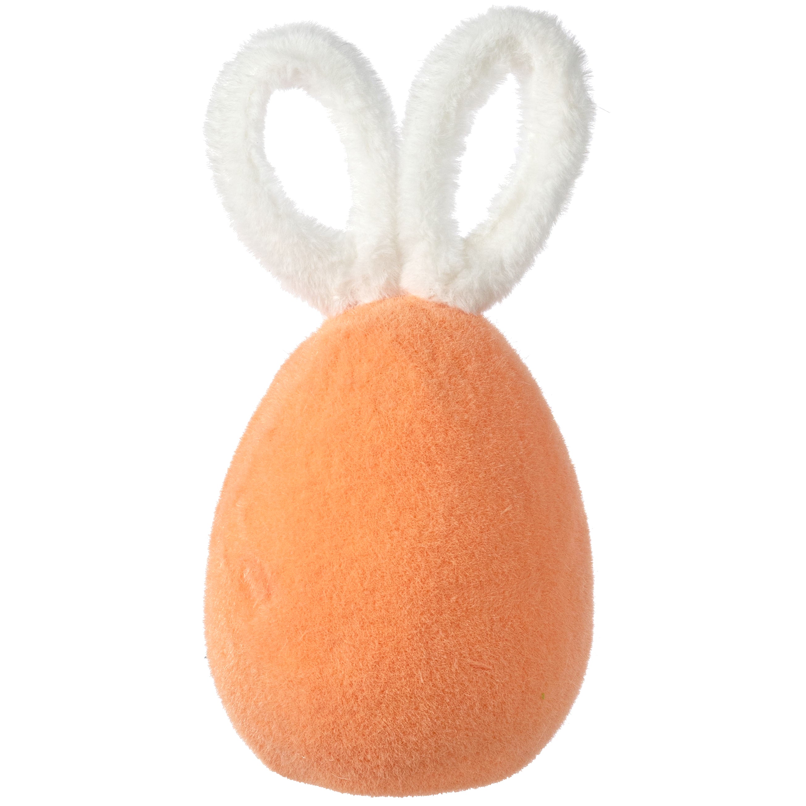 13" Flocked Easter Bunny Egg: Tangerine Orange