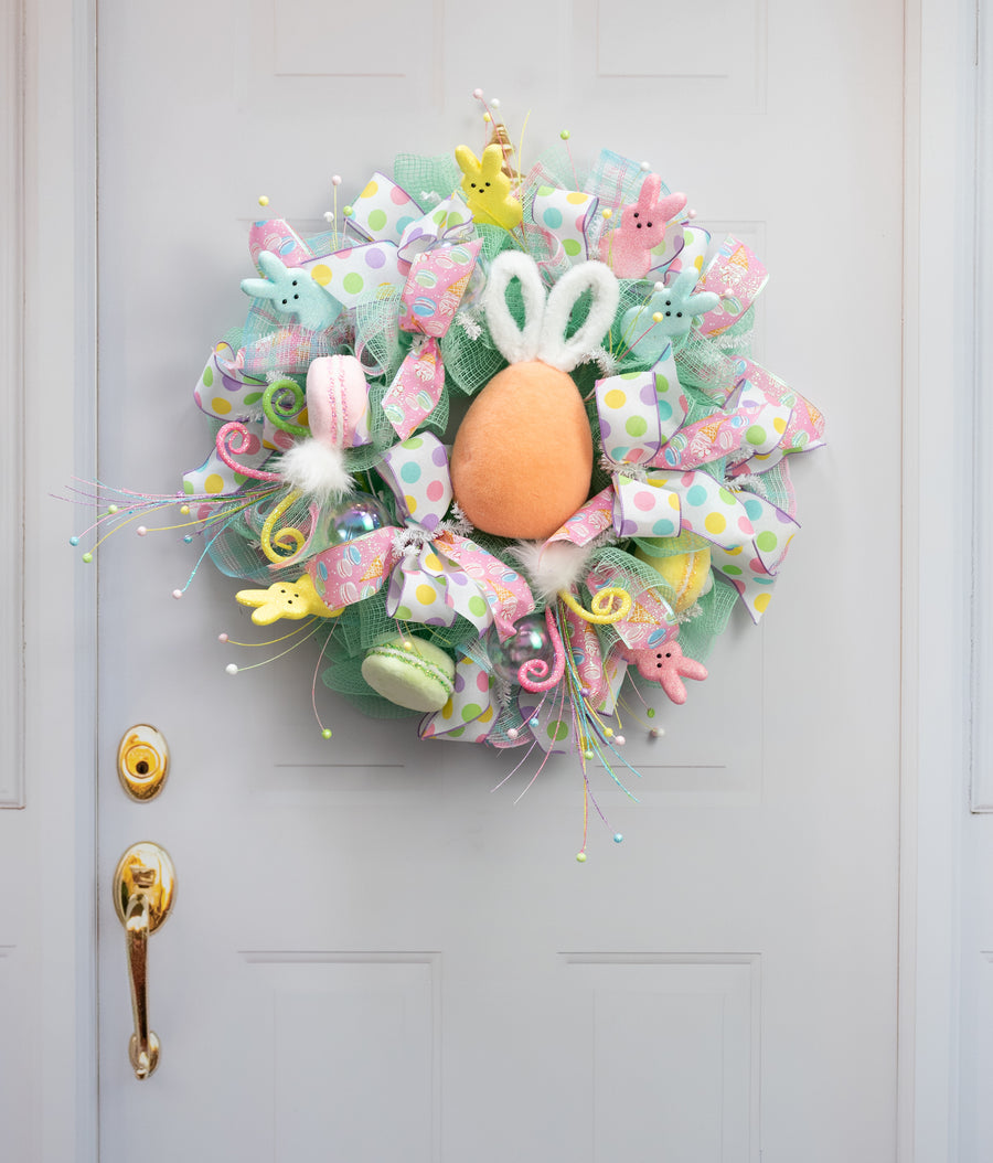 13" Flocked Easter Bunny Egg: Tangerine Orange