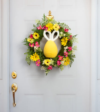 12" Flocked Easter Bunny Egg: Lemon Yellow