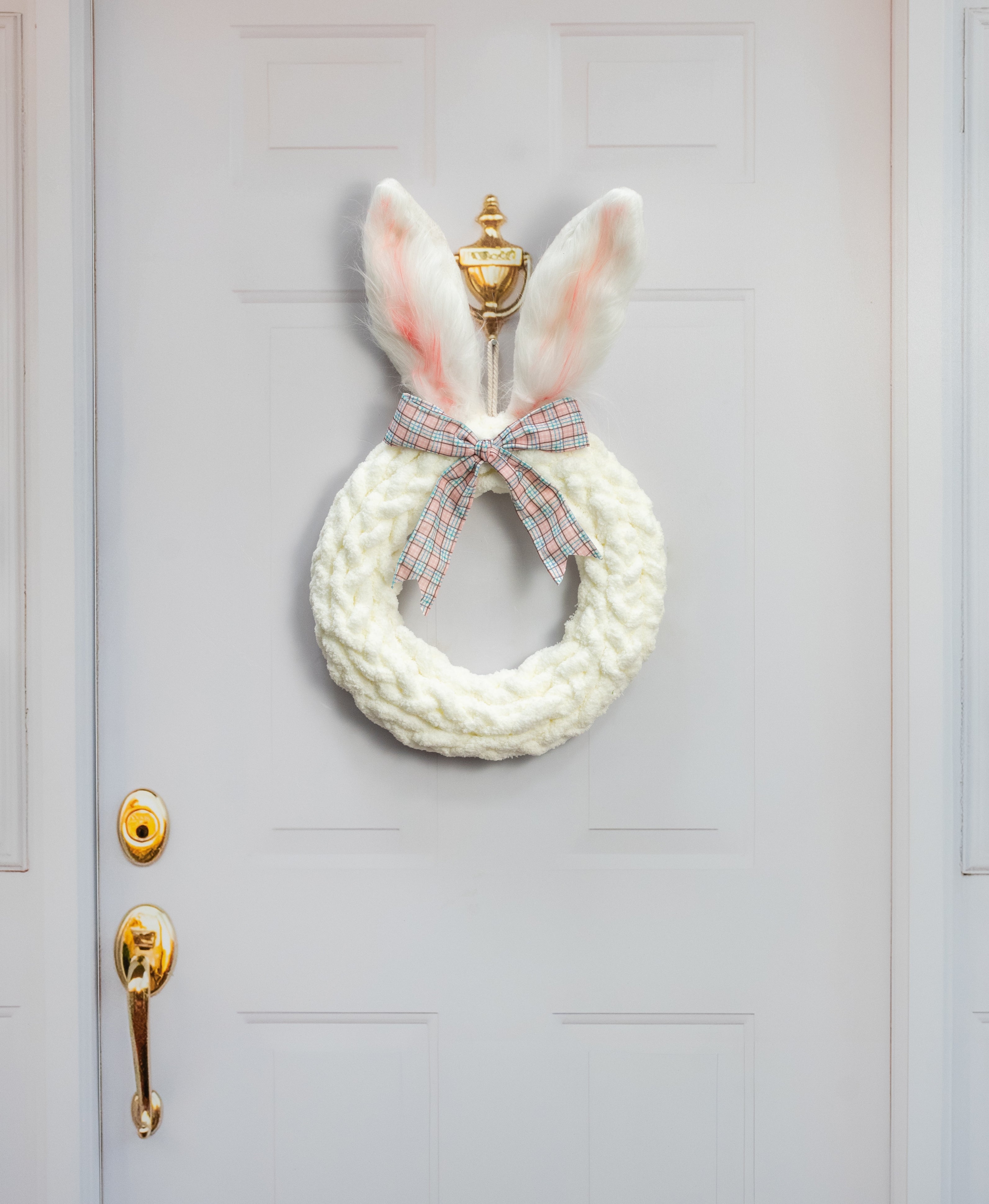 15" x 25" Chenille Easter Bunny Ears Wreath