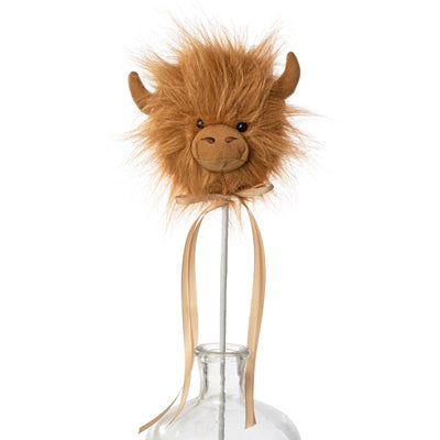 6" Plush Highland Cow Head Pick