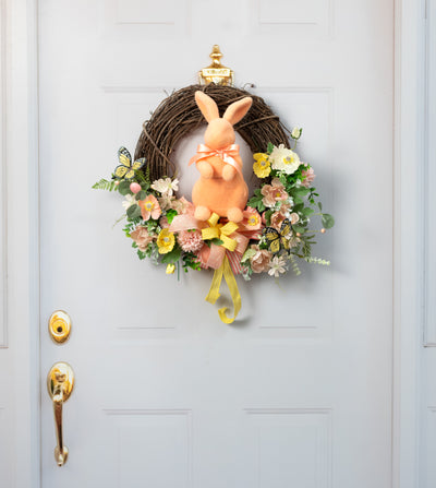 11" Flocked Easter Rabbit: Tangerine Orange