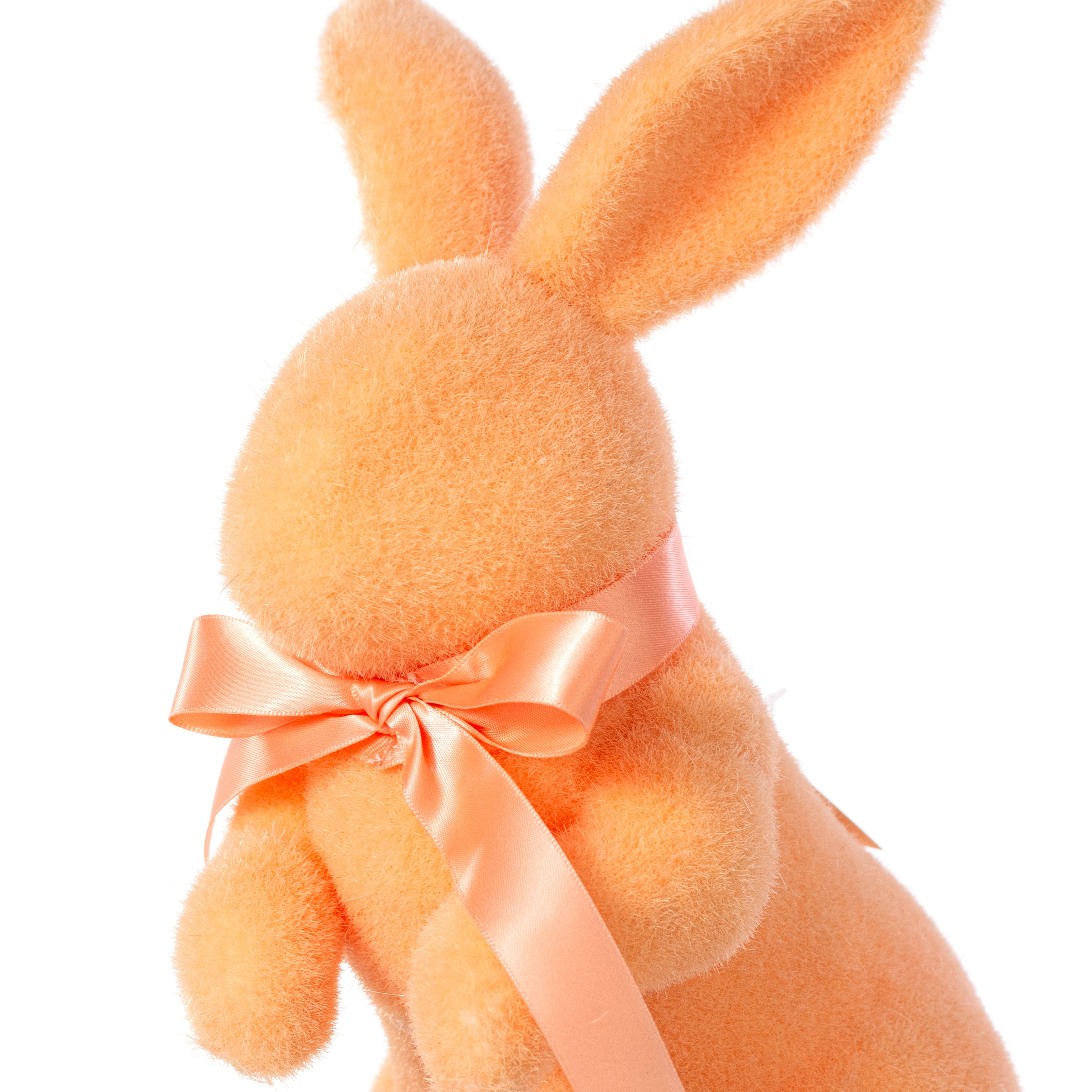 11" Flocked Easter Rabbit: Tangerine Orange