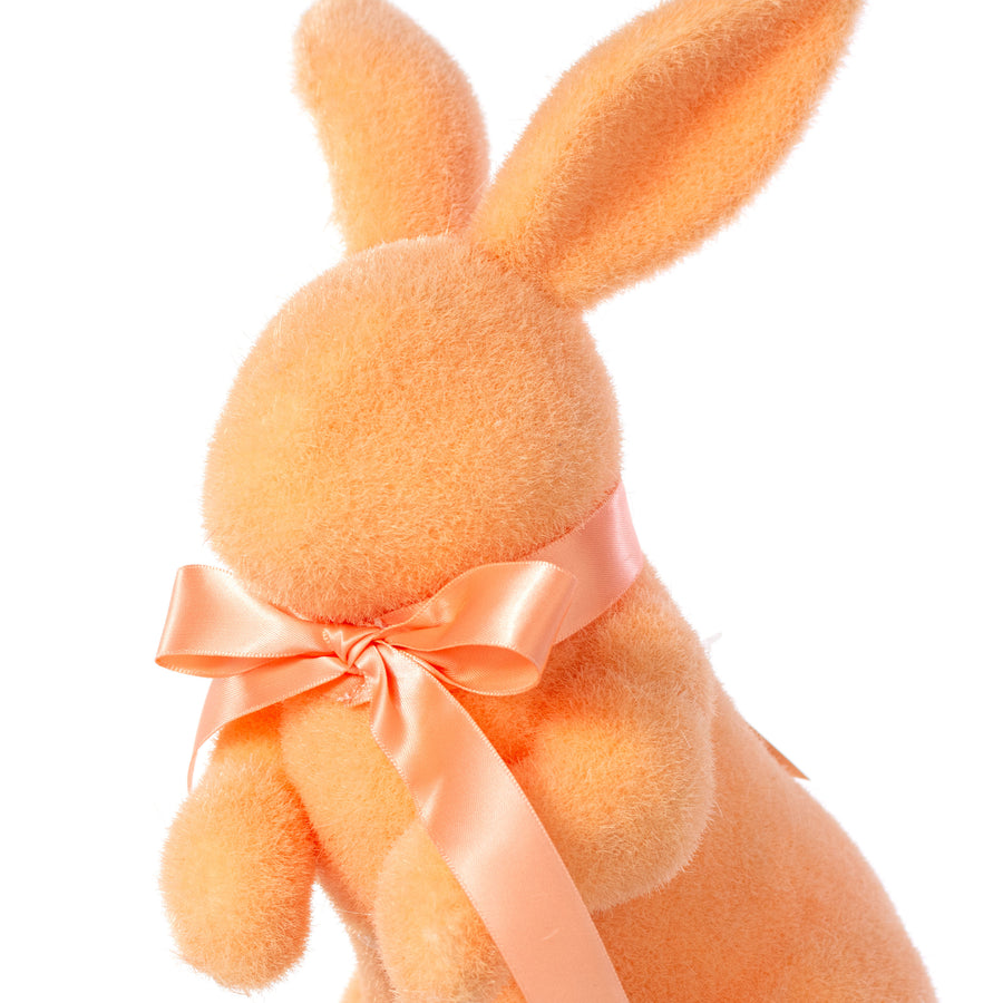 11" Flocked Easter Rabbit: Tangerine Orange