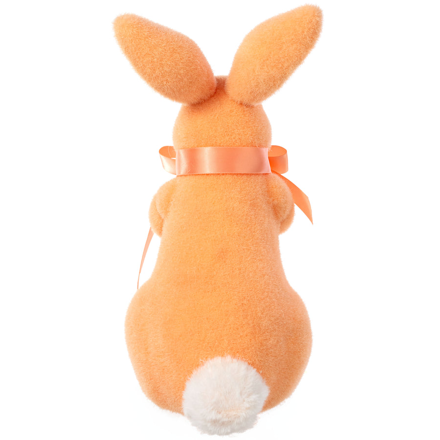 11" Flocked Easter Rabbit: Tangerine Orange