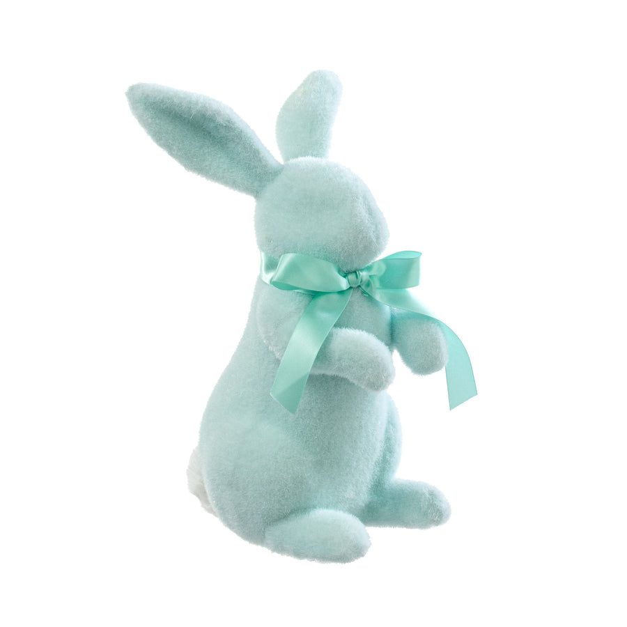 11" Flocked Easter Rabbit: Soft Blue