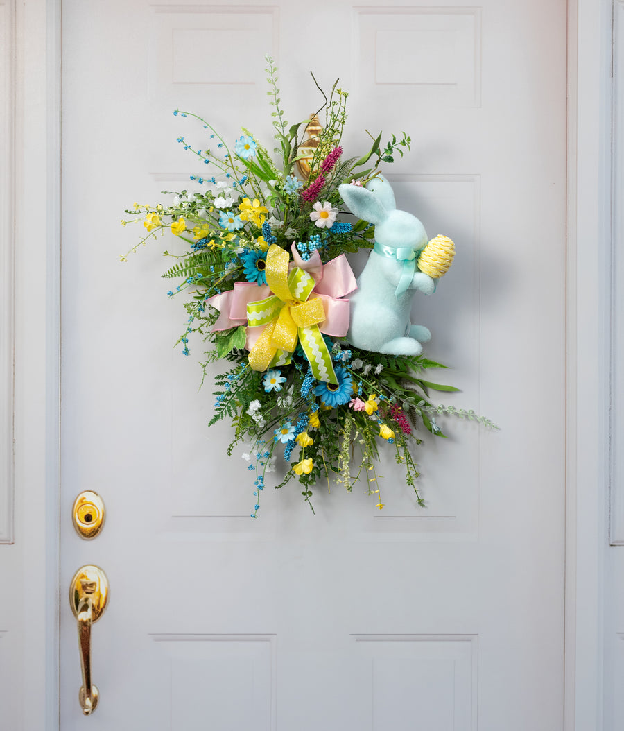11" Flocked Easter Rabbit: Soft Blue