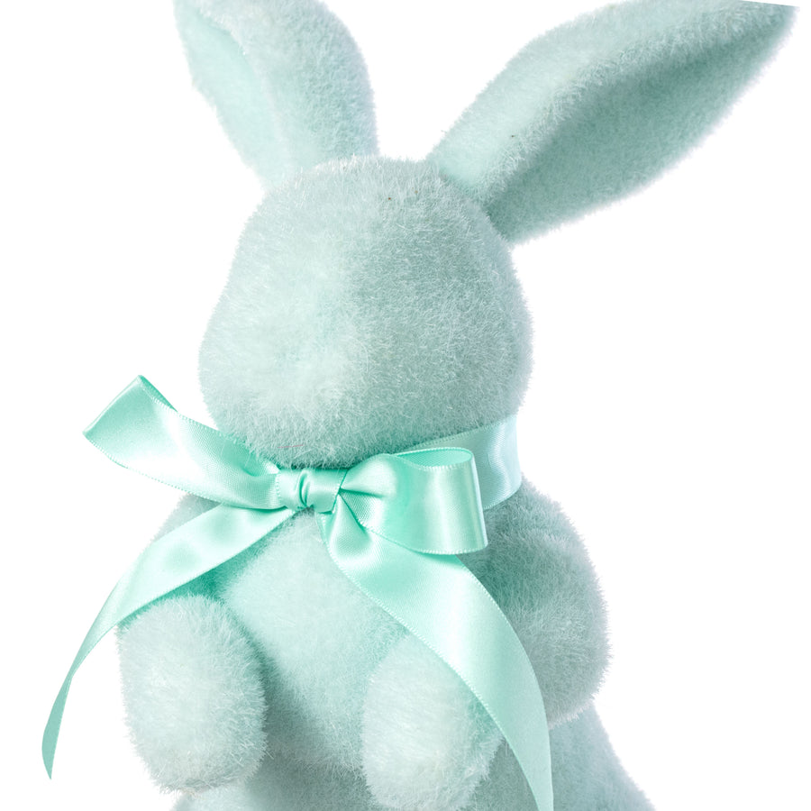 11" Flocked Easter Rabbit: Soft Blue