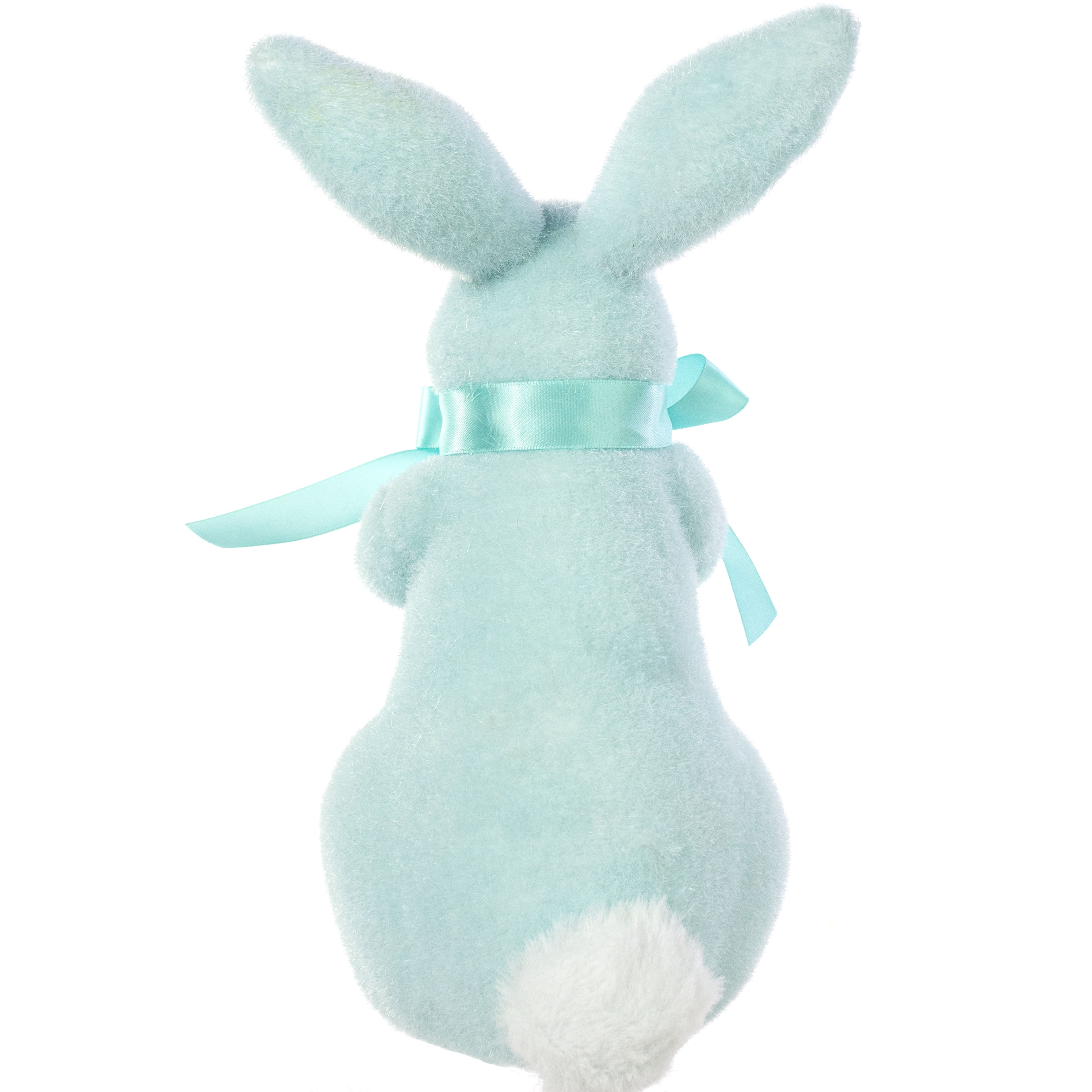 11" Flocked Easter Rabbit: Soft Blue