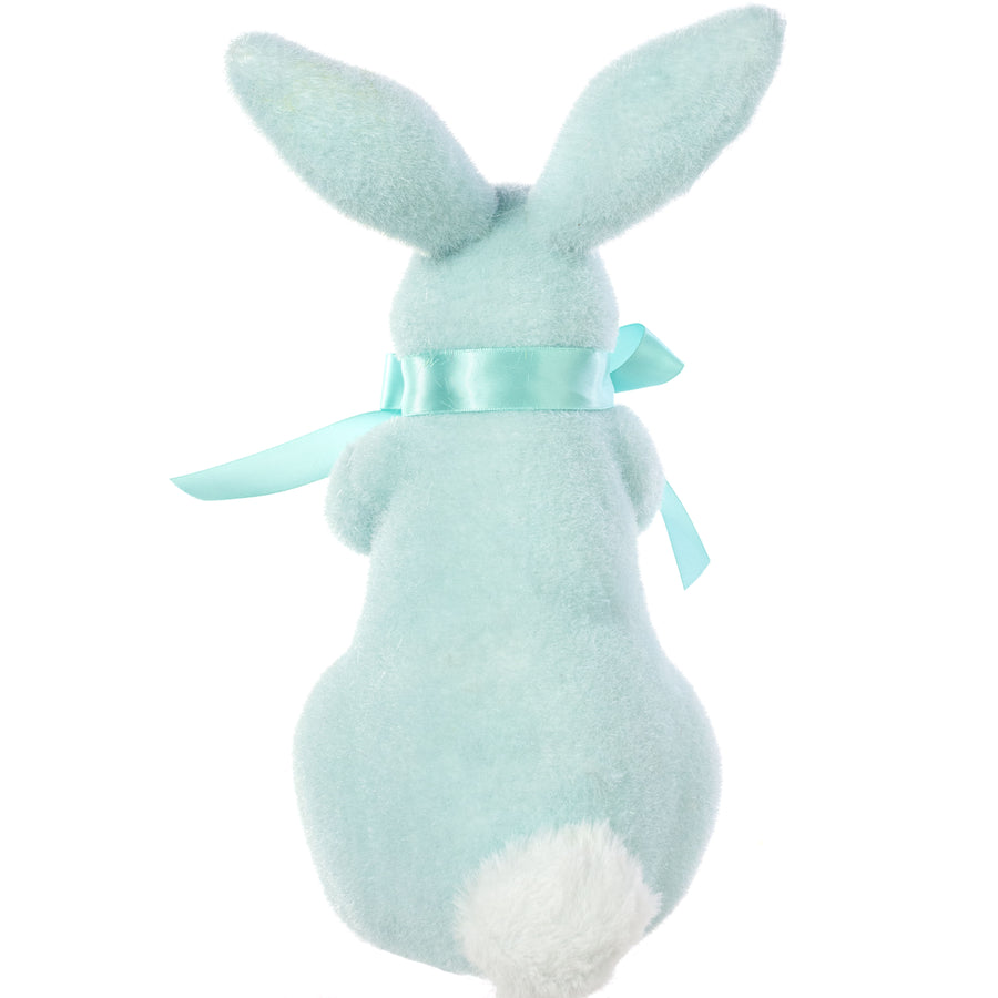 11" Flocked Easter Rabbit: Soft Blue