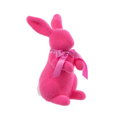 11" Flocked Easter Rabbit: Beauty Pink