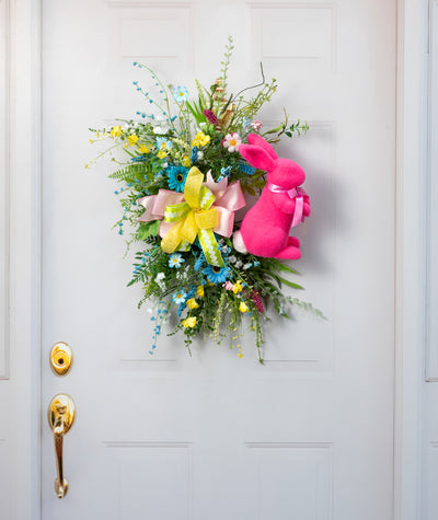 11" Flocked Easter Rabbit: Beauty Pink