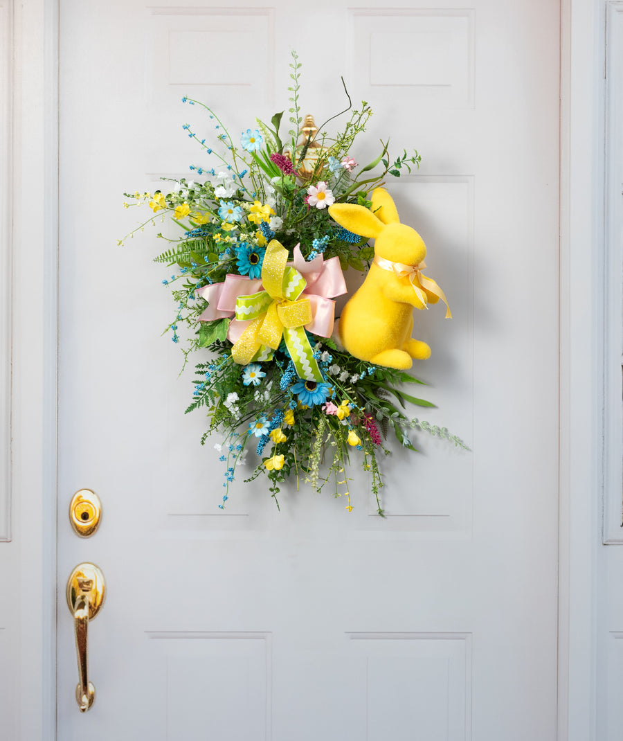11" Flocked Easter Rabbit: Lemon Yellow