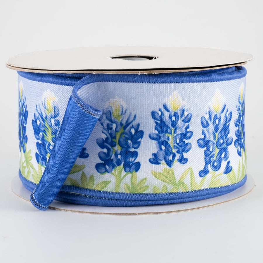 2.5" Double Sided Fused Bluebonnets Ribbon (10 Yards)