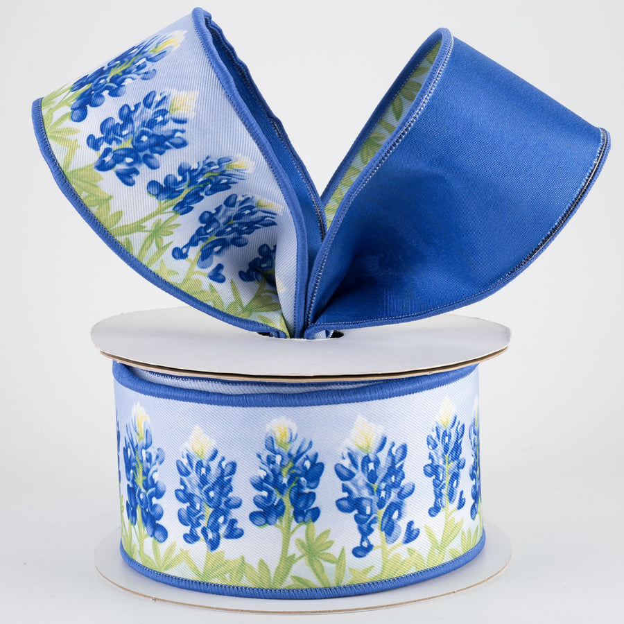 2.5" Double Sided Fused Bluebonnets Ribbon (10 Yards)