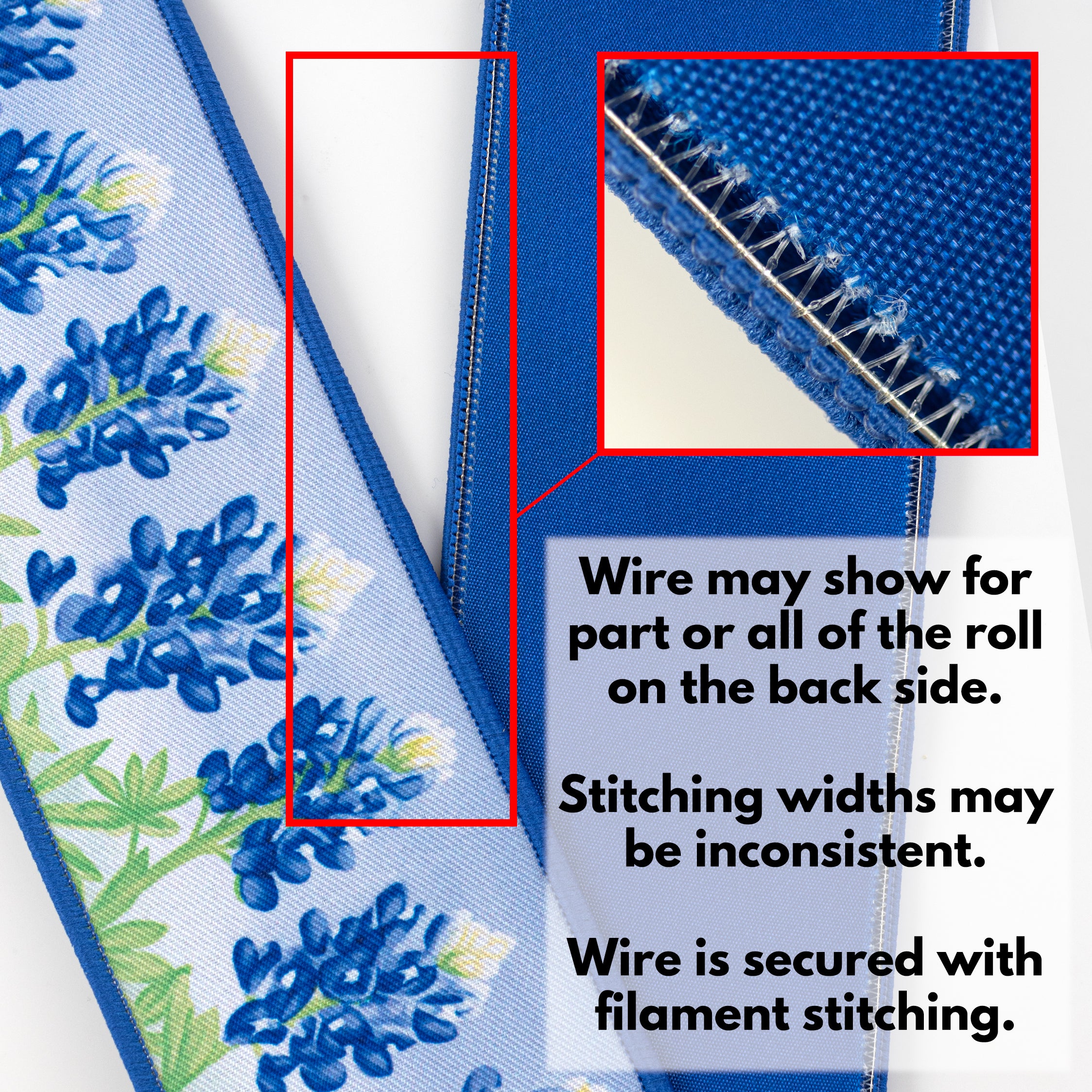 2.5" Double Sided Fused Bluebonnets Ribbon (10 Yards)