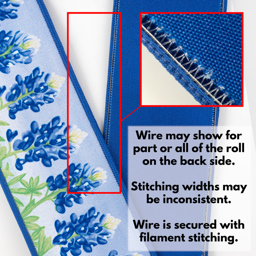 2.5" Double Sided Fused Bluebonnets Ribbon (10 Yards)
