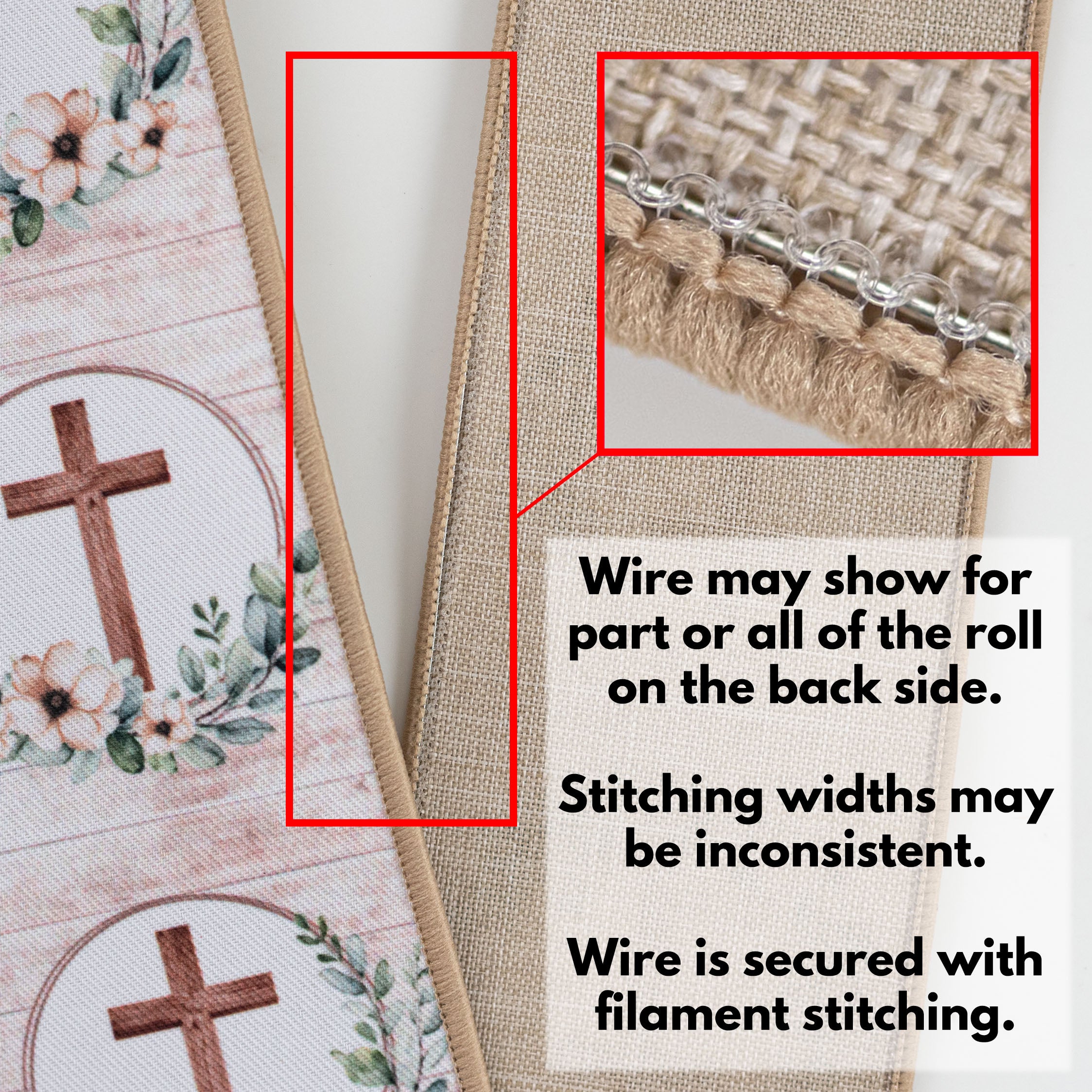 2.5" Double Sided Fused Floral Crosses Ribbon (10 Yards)