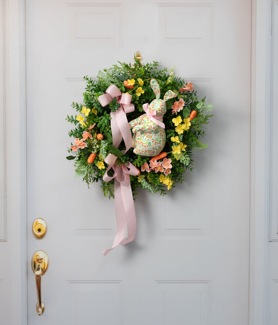 11" Flower Pattern Easter Rabbit Decoration